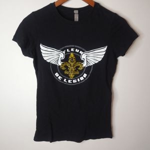 Cajun Creed S Fleur de Legion Short Sleeved Black Top